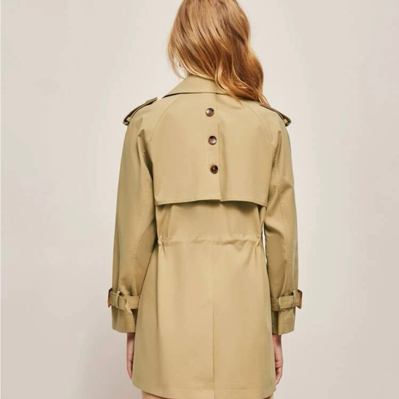Mid Length Khaki Tan Spring Fashion Trench Coat Jacket - Picture 2 of 3